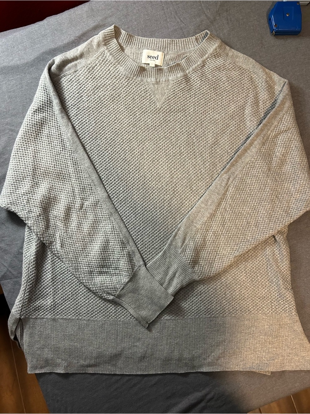 Seed Heritage Light Gray Crewneck Textured Sweater